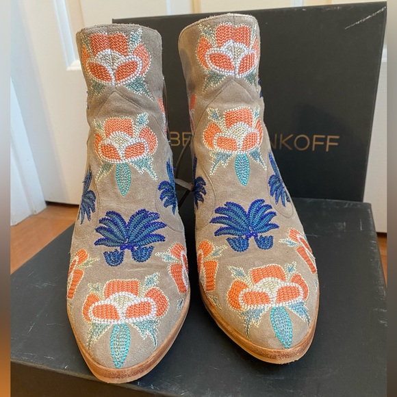 Rebecca Minkhoff Embroidered Suede Booties - Picture 2 of 6
